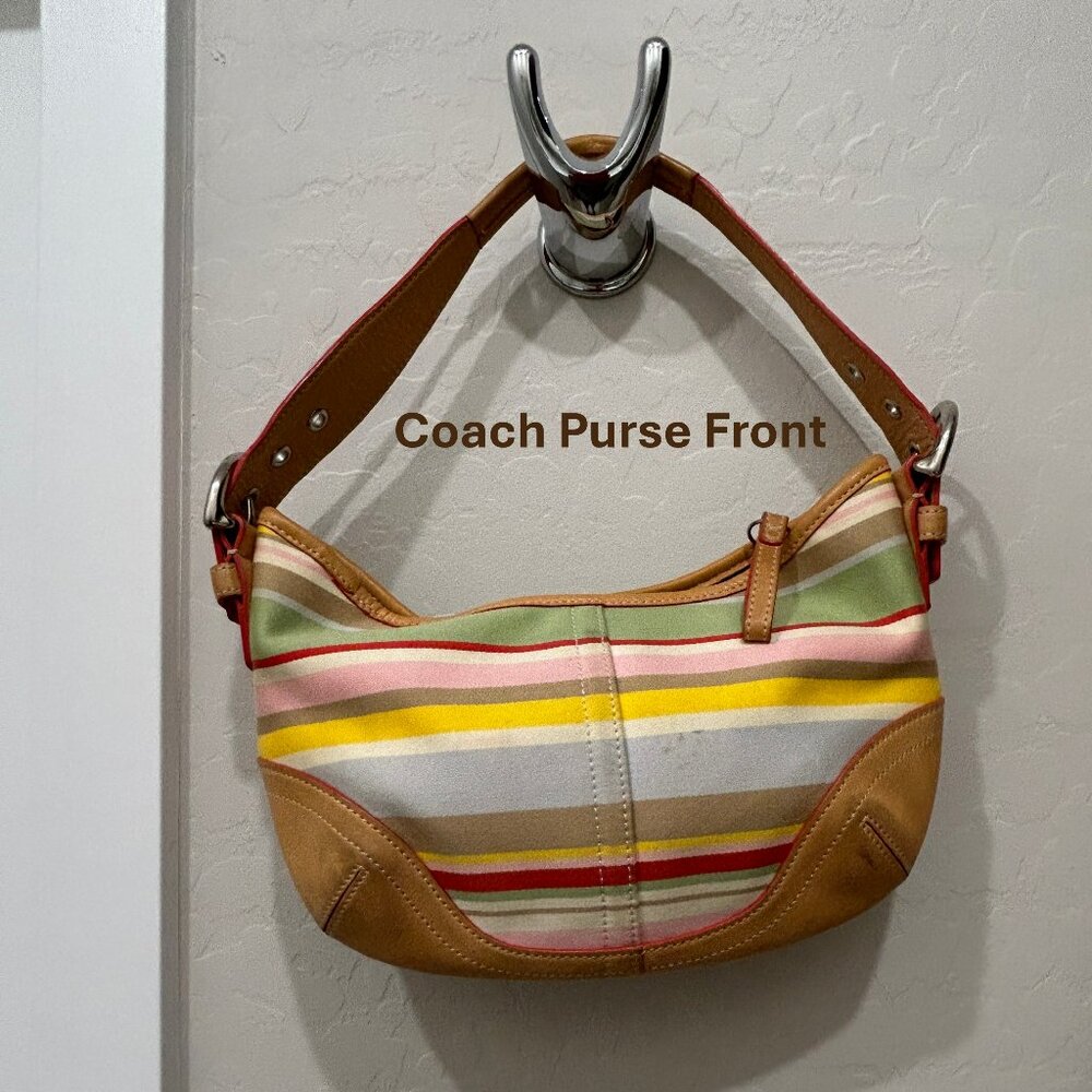 Coach Soho Hampton Multi-Color Striped Hobo Handbag Purse (EXCELLENT CONDITION)